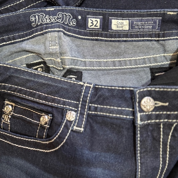 NWOT Miss Me Chloe Bootcut Jeans with Metallic Glitz Faux Flap Pockets Size 32 - Picture 13 of 15
